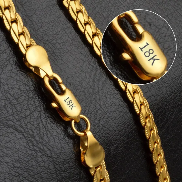 18K Gold/Silver Color 6mm Full Sideways Necklace 8/18/20/24 Inch Chain For Woman Men Fashion Wedding Engagemen