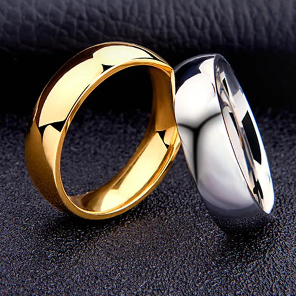 Simple 6mm Titanium Ring Women Men Prevent Allergy High Polished Wedding Rings Stainless Steel Couple Finger J