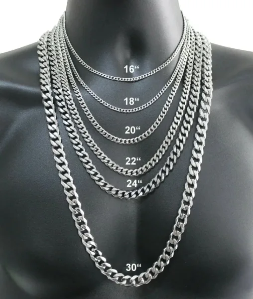 Men's Silver Color Necklace 2/4/6/8/10/12MM 40-75cm Face Chain Necklace Lobster Clasp Men And Women Engagement