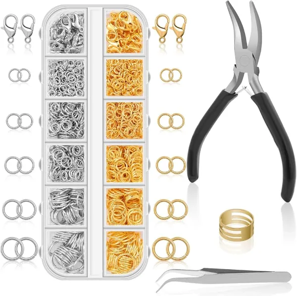 anezus Anezus Jump Rings for Jewelry Making Supplies and Necklace Repair with Jump Ring Pliers and Open Jump R