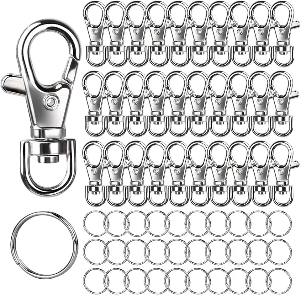 LEOBRO LEOBRO 60PCS Lobster Claw Clasps and Key Rings, 30PCS Keychains Clips and 30PCS Key Chain Ring, Keychai